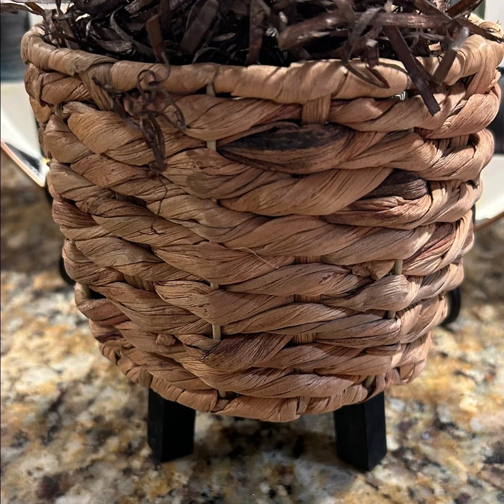 Woven Basket Planter with Topiary.